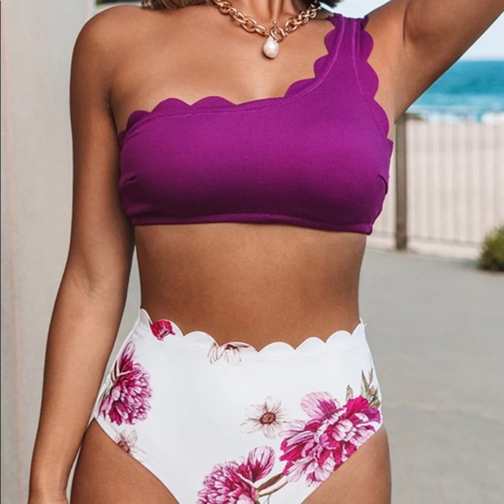 Cupshe one strap bikini high waist Medium purple